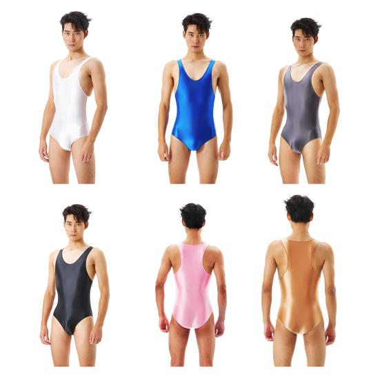 Herren Overall Sexy Skinny Ärmellos Seidig Hohe Elastizität Nachtwäsche Einfarbige Herren Bodysuit Glatte Unterwäsche Tägliche Kleidung