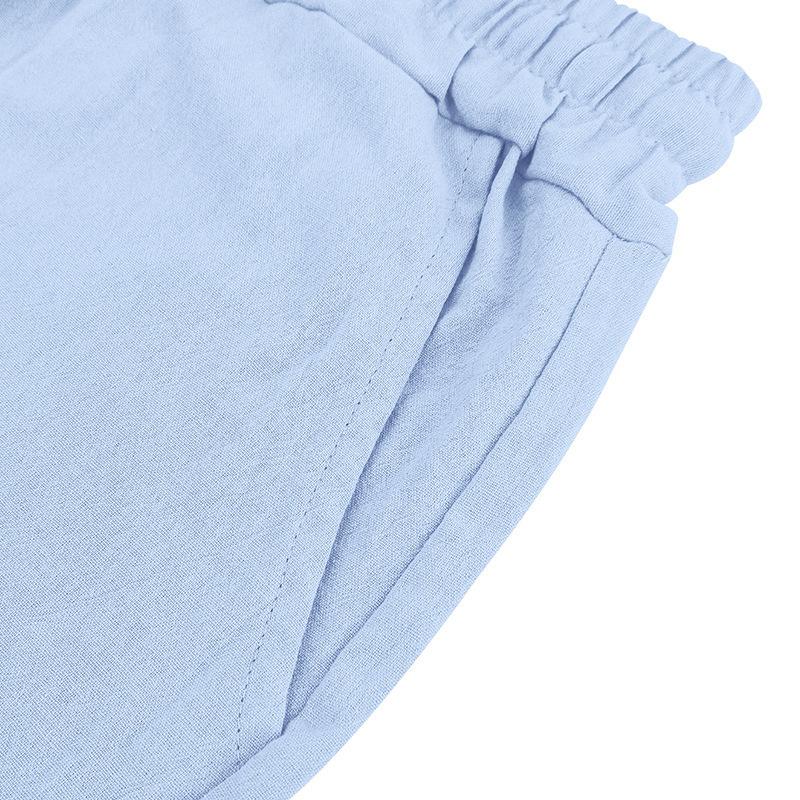 Cotton Linen Breathable Soft Shirt & Shorts Men's Suit Beach Holiday Men's Cotton Linen Long Sleeve Shirt Two-piece Sets