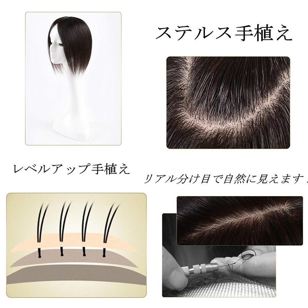 AISIHAIR Hairpiece Point Wig Long Gray Hair Cover Hair Extension Medical Wig Monoskin Breathable Hair Loss Concealing Stealth Fully Hand-Tied…