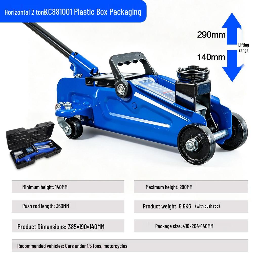 2-Ton Horizontal Hydraulic Car Jack for SUVs – 3T Tire Change Tool