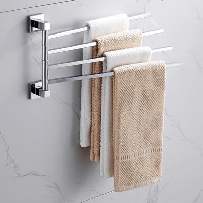 2/4 Swivel Towel Bars Hanger Wall Mounted Bathroom Hardware Stainless Steel Rotatable Bathrobe Towel Rack Holder