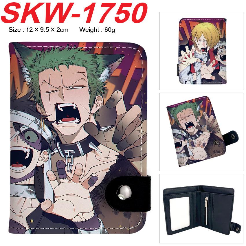 One Piece Anime Druckknopf Geldbörse Vertikaler Kartenhalter Münzbörse für Schüler Männer Frauen