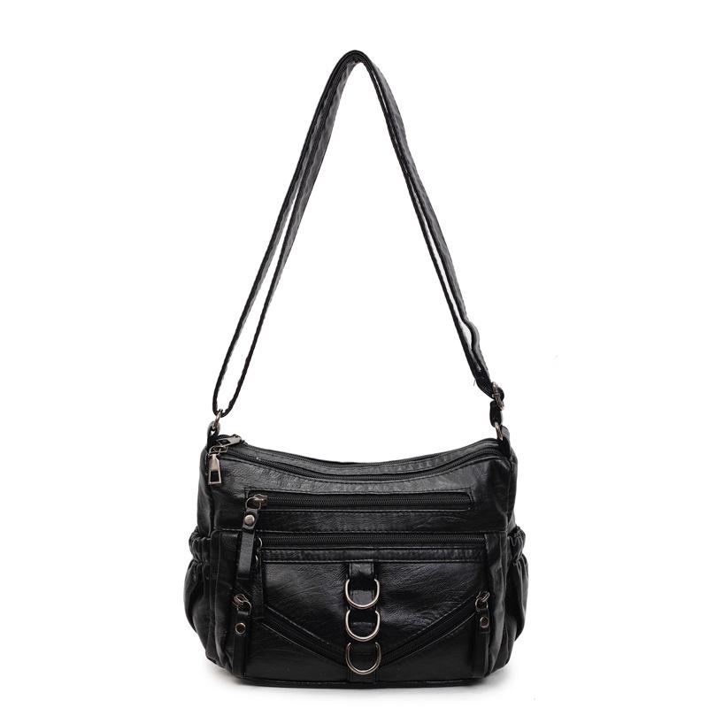 Women's Crossbody Bag Vintage Soft Leather Mother Bag Commuter Multi-Pocket Shoulder Bag