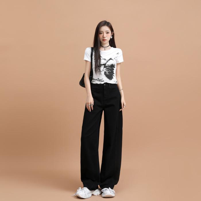 Women's Spring Wide Leg Jeans Women's Spring High Waist Skinny Wide Leg Pants Women's Spring Straight Leg Pants Women's Spring