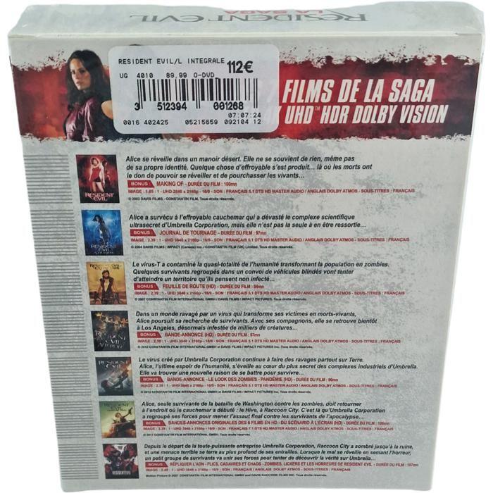 Resident Evil L'intégrale 7 Films Blu-ray 4K Ultra HD
