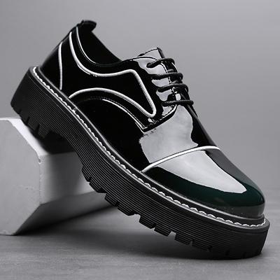 Fashion Designer Brand Thick Soled Wear-resistant Men's Shiny Leather Shoes Trend New Men's Low Help Casual Shoes Street Oxford Shoes