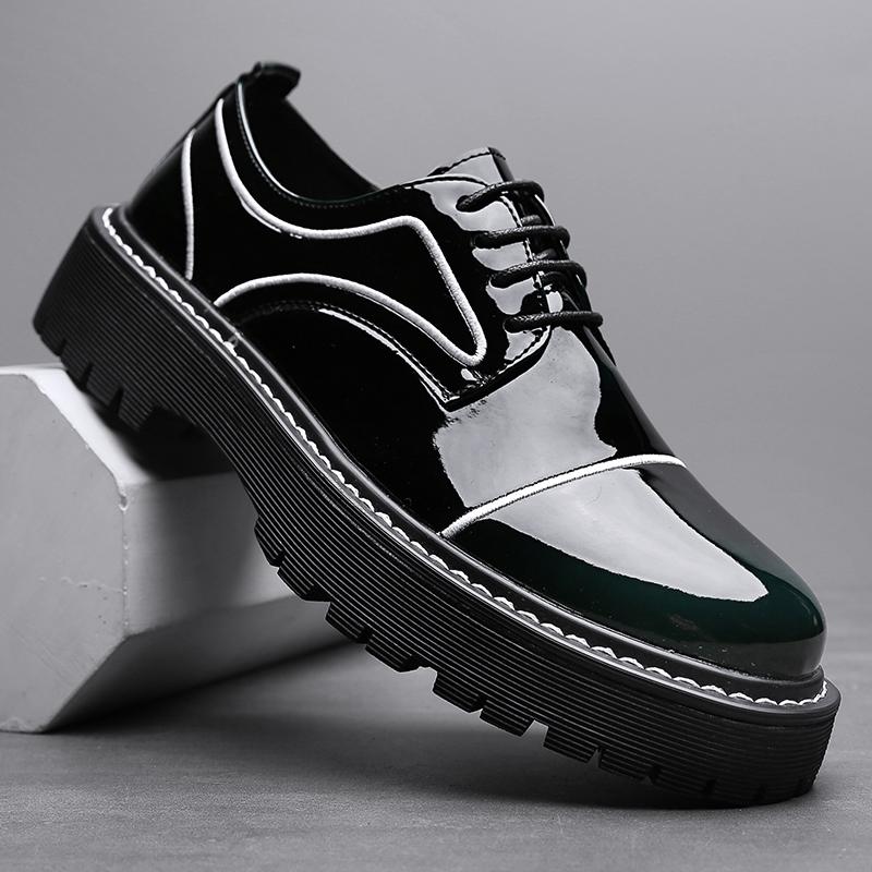Luxury Brand Men's Glossy Leather Shoes Simple Black Thick Soled Workwear Shoes Men's High-quality Casual Shoes Free Delivery