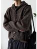 Herren Winter Schwerer Kapuzen-Strick-Cardigan Pullover Mantel