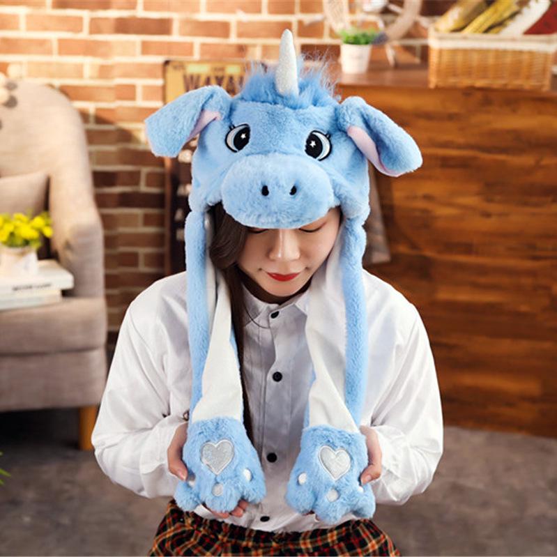 

Чарівна плюшева шапка-єдиноріг з рухомими вухами - Милий головний убір у вигляді поні для дітей та дорослих M (56-58cm) (Premium Triple Airbag)