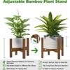 Adjustable Bamboo Plant Stand For Indoor Potted Plants Natural Material Durable Design