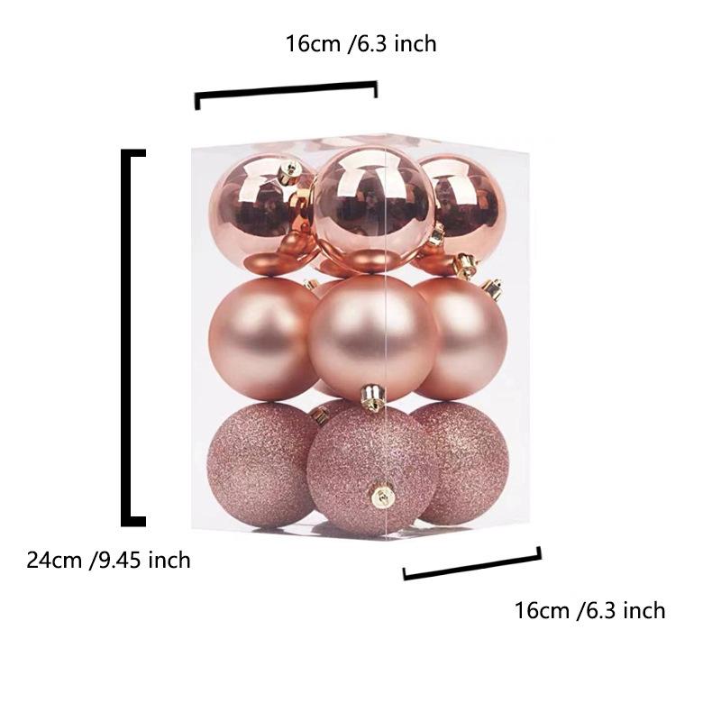 12Pcs/Box 6/8CM Mini Christmas Ball Ornaments Decorations for Xmas Tree Balls Christmas Hanging Balls for Holiday Wedding Party