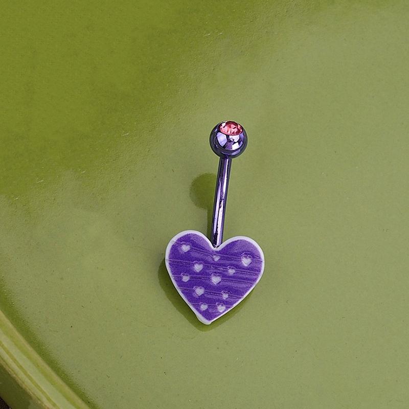 Sweet Dinosaur Navel Ring Zircon Heart Strawberry Belly Button Ring For Women Body Piercing Decor Vacation Leisure Beach Jewelry