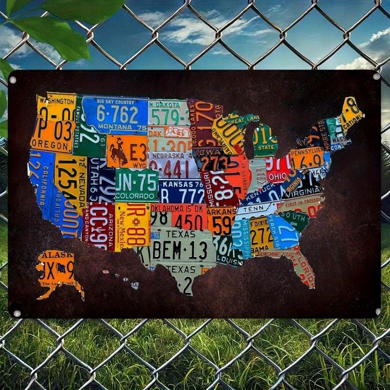 Vintage Route 66 Metall Wandkunst Schild - Retro US-Staaten Kennzeichen Design, Langlebiges Eisen, Wandmontiert Garage Bar Heimdekoration