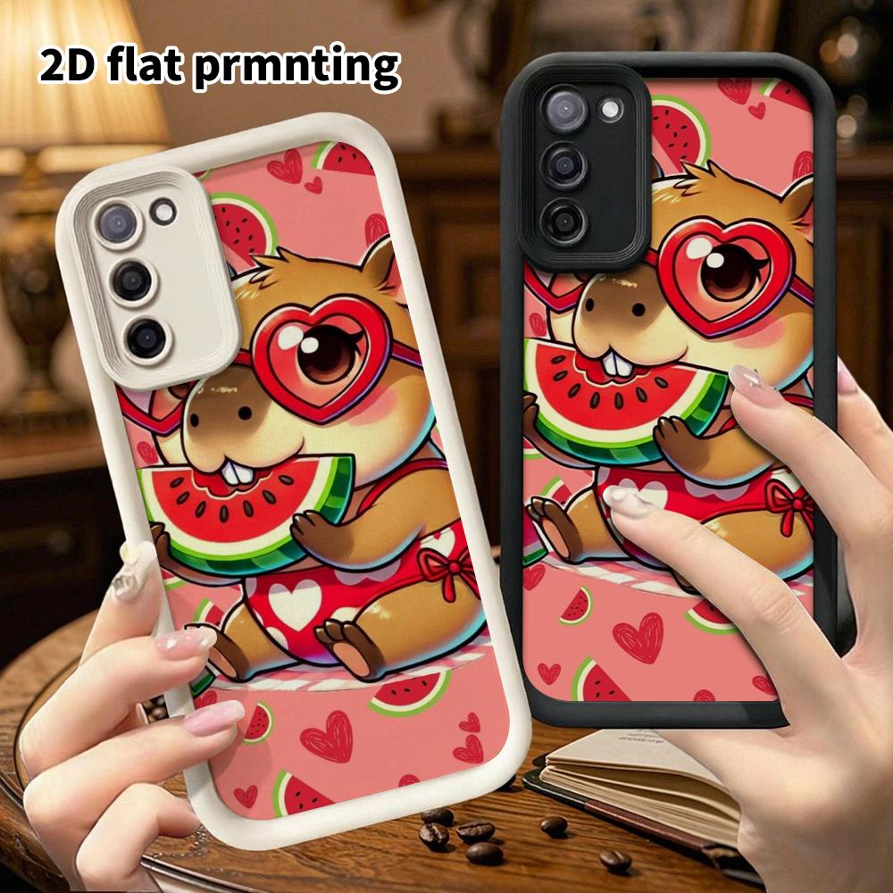 Phone Case: 2D Flat Samsung Galaxy A34 A35 M05 M06 S20 S22 S21 FE Plus 5G Layered Protective Case, Capybara On Top, Christmas and Halloween Gifts