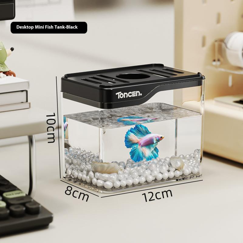 

Креативный акриловый аквариум Прозрачный мини светодиодный светильник Аквариум для петушков Аквариум для разведения рыб Дышащий аквариум Настольное украшение