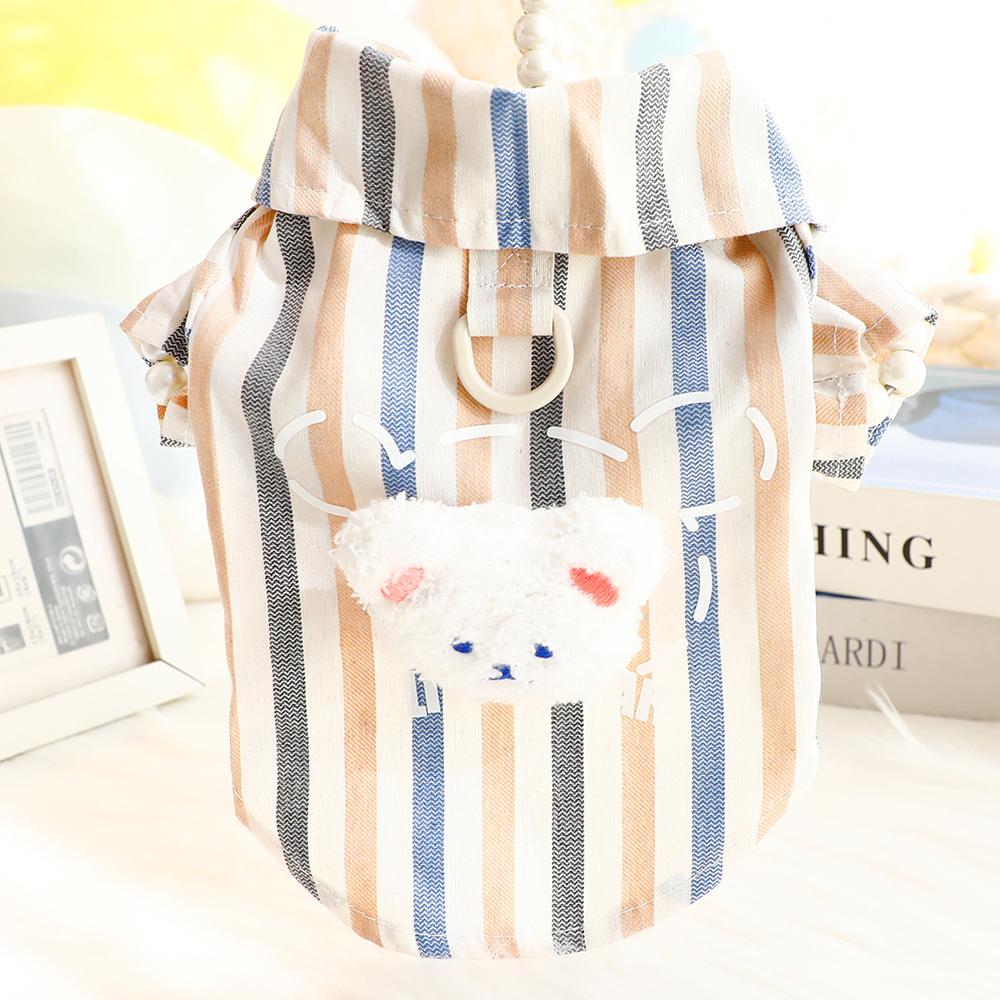 Newest Puppy Dog Striped T Shirt with Buckle Autumn Summer Pet Clothes for Small Dogs Chihuahua Pinscher Shirts mascotas Vest