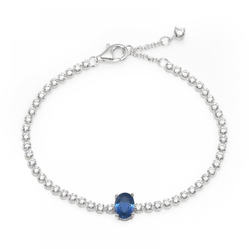 Pandora Timeless Sparkling Halo Blue Pav Tennis Silver Bracelet 590039c01