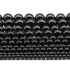 Black Ceramic Glass Stone Natural Round Beads 15"Strand Smooth Loose Spacer Beads 4/6/8/10/12mm for Jewelry Making DIY Bracelets Accessories