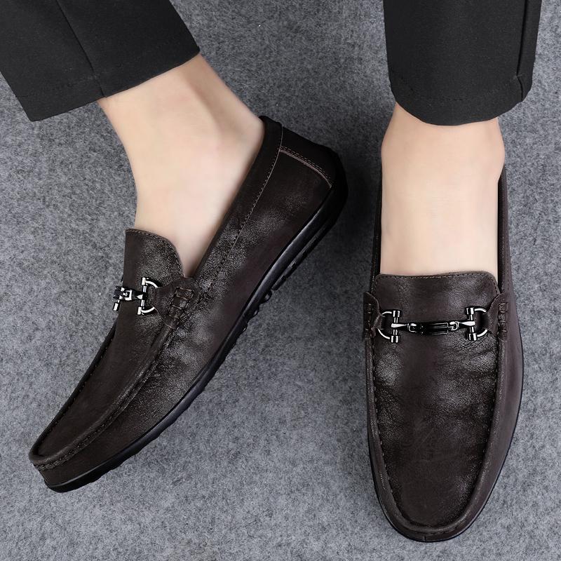 2024 Genuine Leather Men Casual Shoes Luxury Elegantes Mens Loafers Moccasins Breathable Slip on Driving Shoes Plus Size 37-46