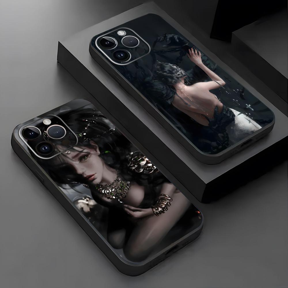 Ghostblade wlop Phone Case For iPhone17 16 16e 15 14 13 12 11 Plus Mini Pro Max Soft black Shockproof Cover