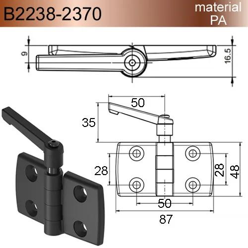 Black Lever Lock Position Hinges with Handle Adjustable Tightening PA for industrial switchgear Distribution Cabinet