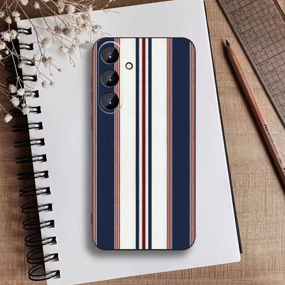 Bordeaux Weiß gestreift Handyhülle Für Samsung Galaxy A73,A72,A71,A70,A52,A51 Andere Weiche Schwarze Hülle