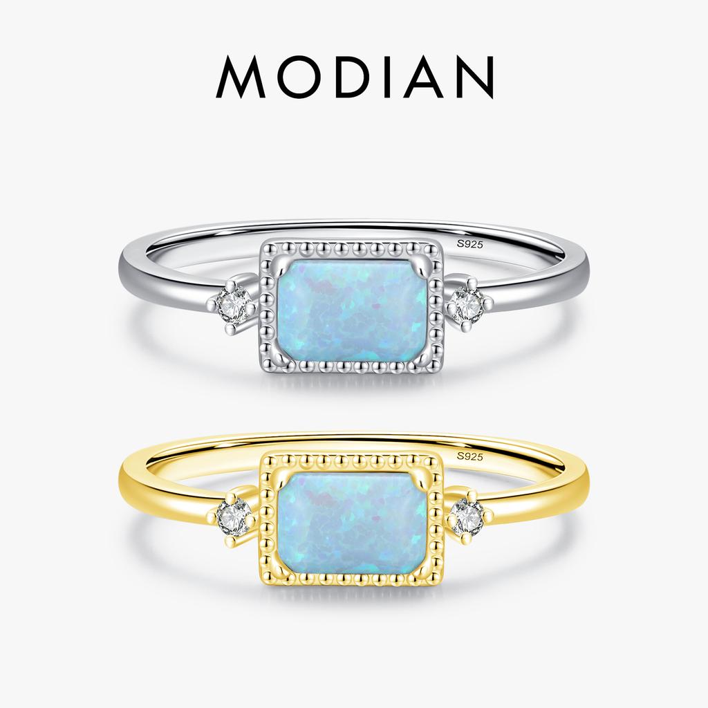 MODIAN Real 925 Silver Fantastic Natural Opals Finger Rings For Women Wedding Anniversary Jewelry Fine Accessories Anel