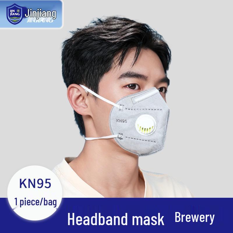 KN95 Carbon Mask with Breathing Valve, Dust & Smog Protection, Head-Mounted for Adults