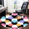 1pc Floral Checkered Office Round Area Rug,  Mat Suitable For Office, Under Office Chairs Bedroom Living Room Home Decor, Room Deco