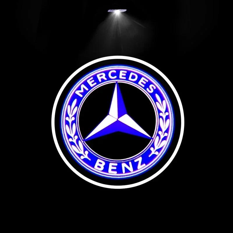 2pcs Car Door Welcome Light Logo Emblem For Mercedes Benz A C E GLC GLA GLE GLB Class W177 W205 W212 W213 X253 X156 W166 X247