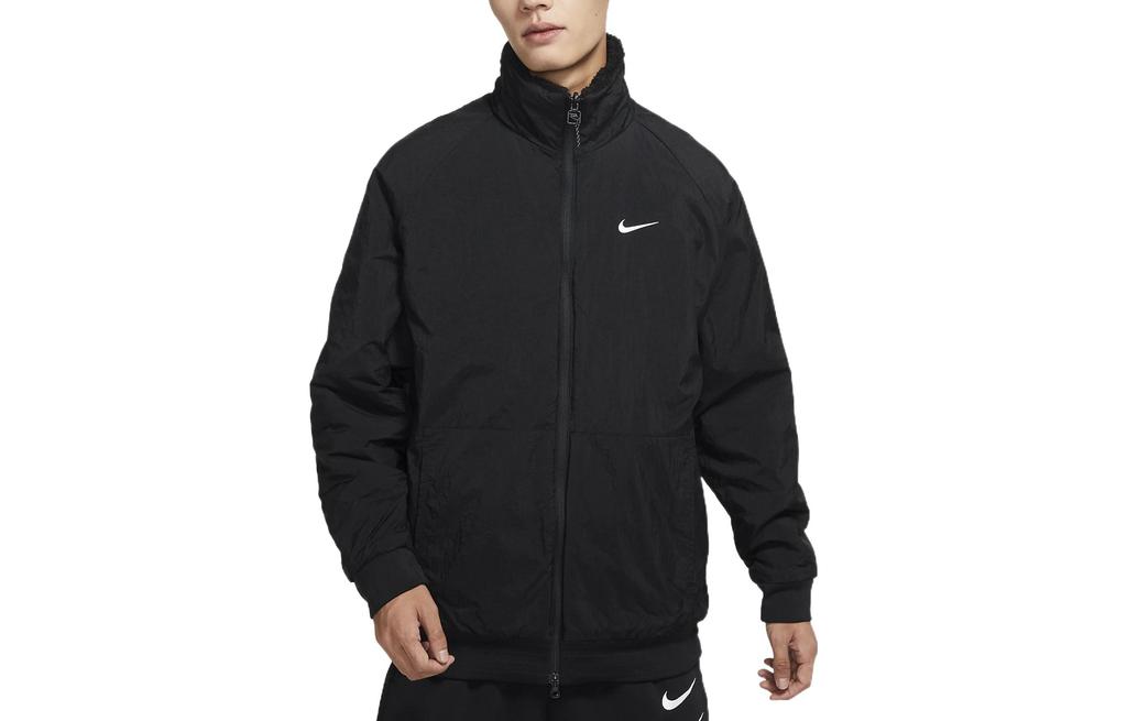 Nike Velvet Jackets Men's Black Stand Collar Moderate FB1910-010