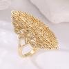 Vintage Handgeschnitzter Hohlblumen Damenring Klassische Goldfarbe Metall Geometrie Tägliches Tragen Party Schmuck Jubiläumsgeschenk