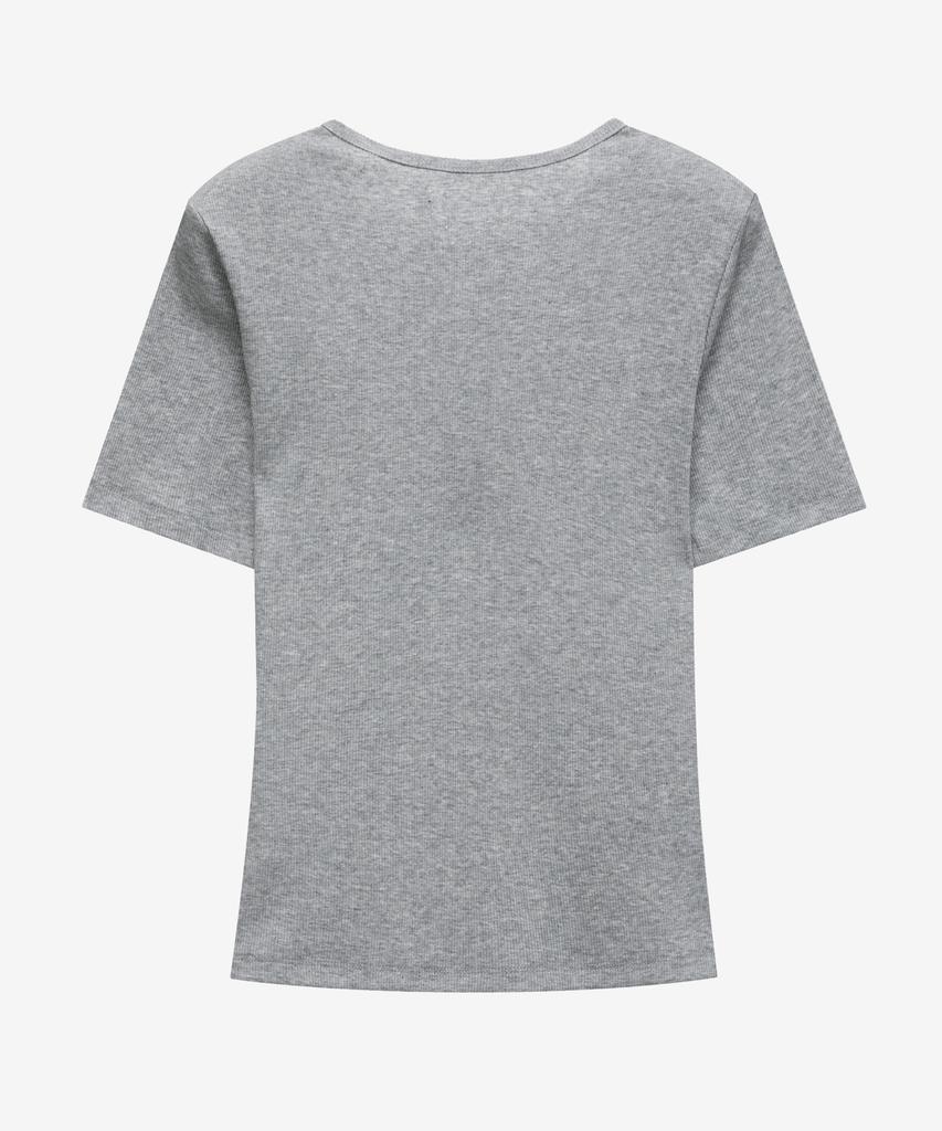 MIND BRIDGE WOMEN [W] Henley Neck Ribbed T-Shirt - 3 Colors