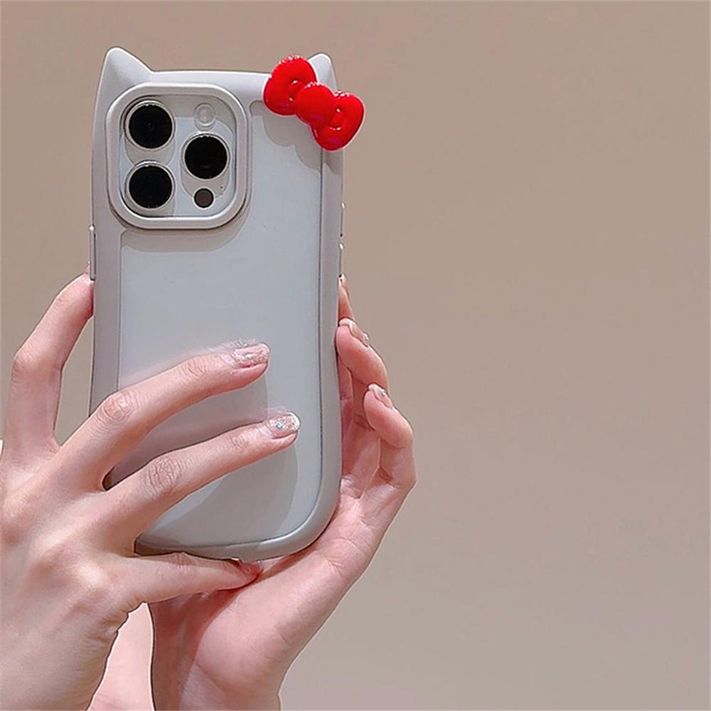 Japan Cartoon Katzenohren 3D Schleife Klare Silikon Weiche Handyhülle für iPhone 15 14 13 12 Pro Max 11 Süße stoßfeste Stoßstangenabdeckung Geschenk