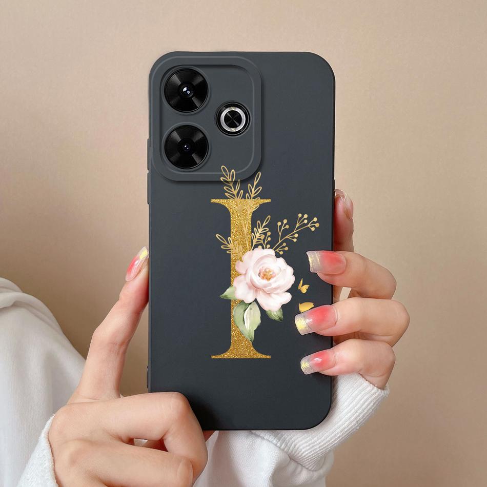 Elegant Case For Redmi 13 4G Personalized Letter Soft Liquid Silicone Protective Phone Cover For Xiaomi Redmi13 Shell Funda Capa