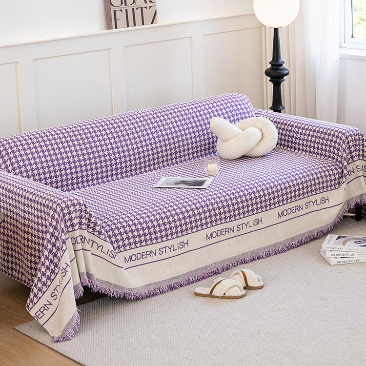 

Скандинавская ткань для диванных подушек из синели, универсальные подушки для сидений на четыре сезона, нескользящее простое современное полотенце для дивана с рисунком гусиные лапки 180*130cm