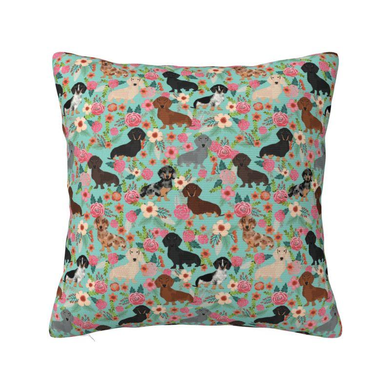 Dachshund Throw Pillow Case Living Room Decoration Wiener Sausage Dog Cushions Cover For Sofa Seat Square Polyester Pillowcase