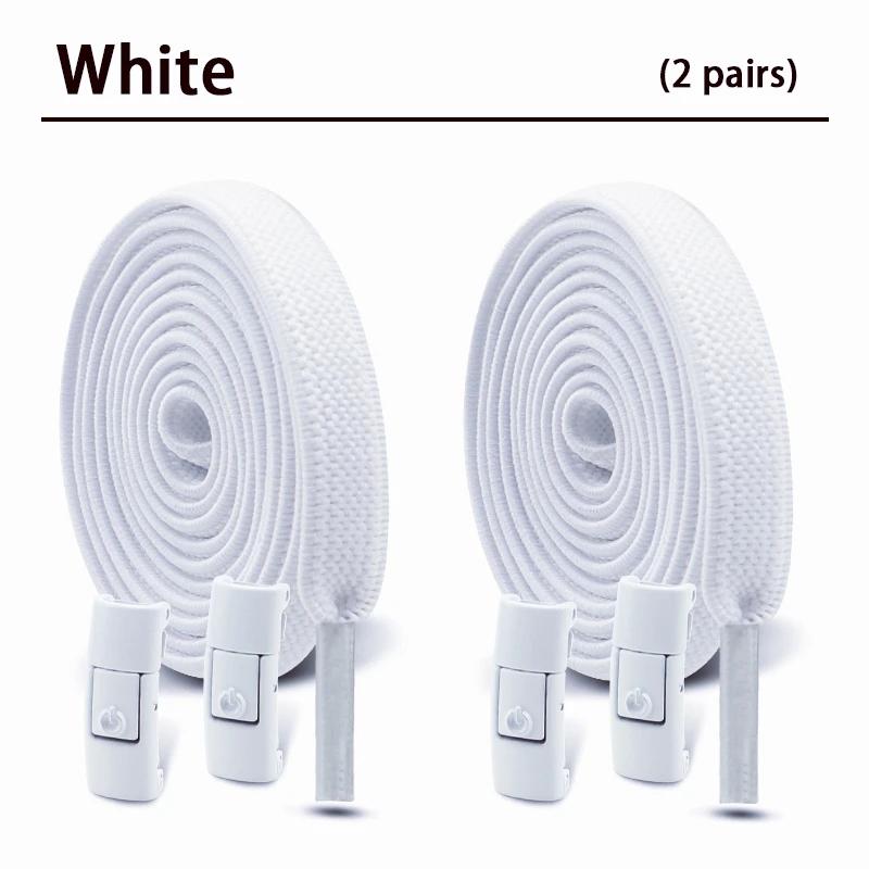 1/2Pair 8MM Flat No Tie Shoelaces Elastic Shoelace Metal Buckle Shoelaces Without Ties Sneakers Children Laces Shoe Accessories