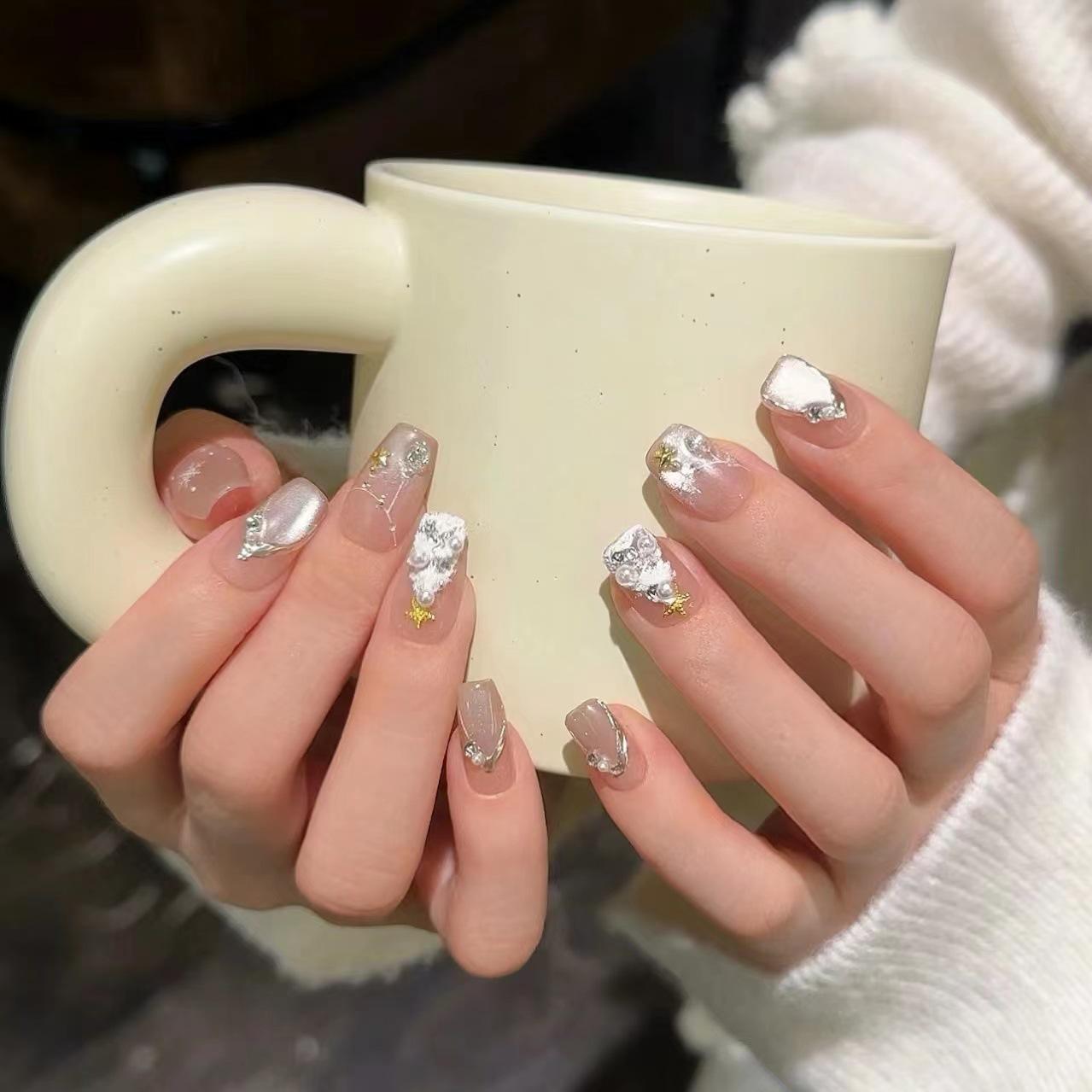 

Чистая ручная работа Фототерапия Носимая броня Рождественский кошачий глаз Готовое изделие Многоразовый патч для нейл-арта Съемный кот large L