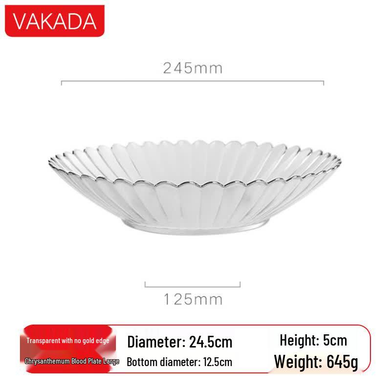 VAKADA Borosilicate Glass Fruit & Salad Plate