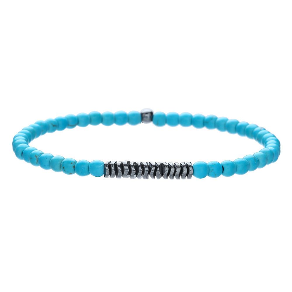 Natural Stone Geometric Beaded Bracelet For Men And Women With Elastic Cord For Travel Gifts