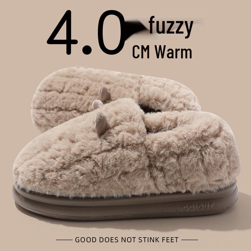 Damskie antypoślizgowe pluszowe bawełniane kapcie - z zakrytym piętem do noszenia wewnątrz/na zewnątrz, ciepłe buty poporodowe na jesień i zimę 2025.