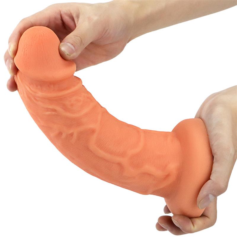Female Big Penis Liquid Silicone Simulation Fake Penis Thick and Long Eggless Sucker Anal Plug Masturbation Device