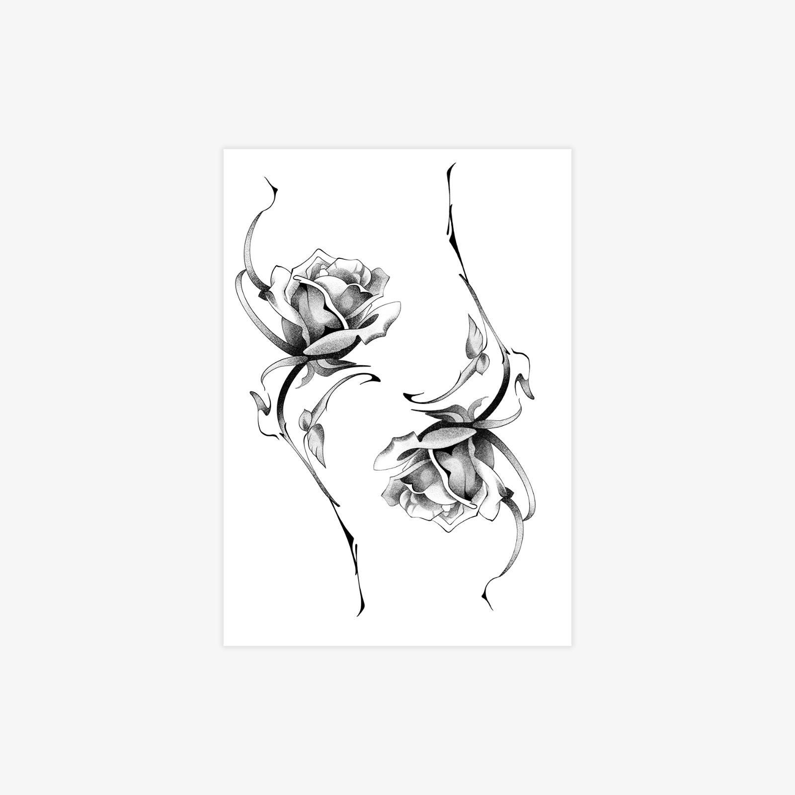 Rose Tattoo Sticker Premium Sense Niche Simple Small Fresh Leg Tattoo Sticker 7*10
