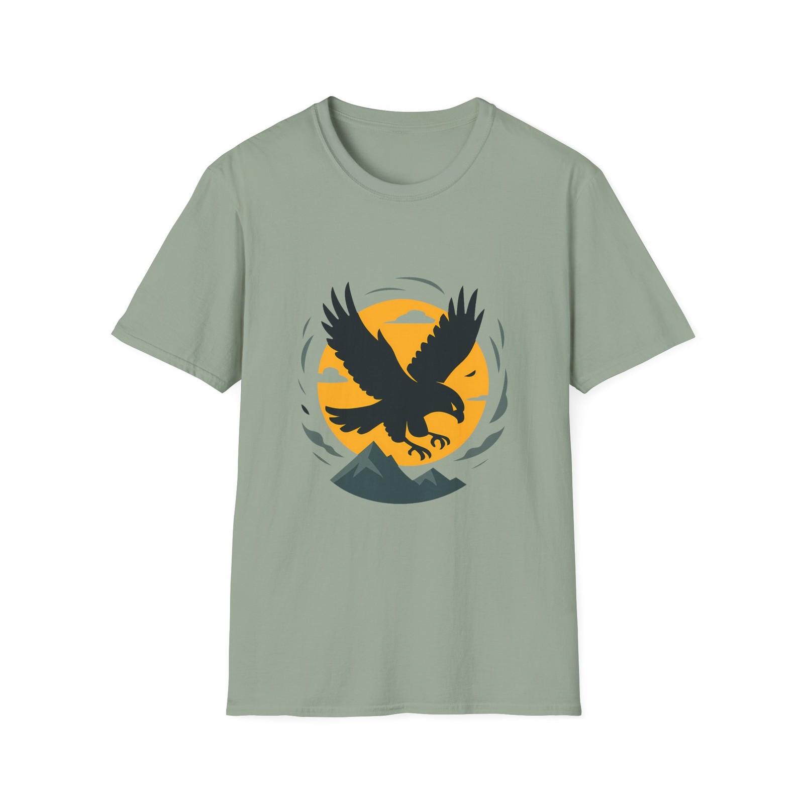 Unisex Softstyle T-Shirt Mens Womens Tees Top Soaring Falcon Silhouette Dive Talons Cloud Peaks Tee XL