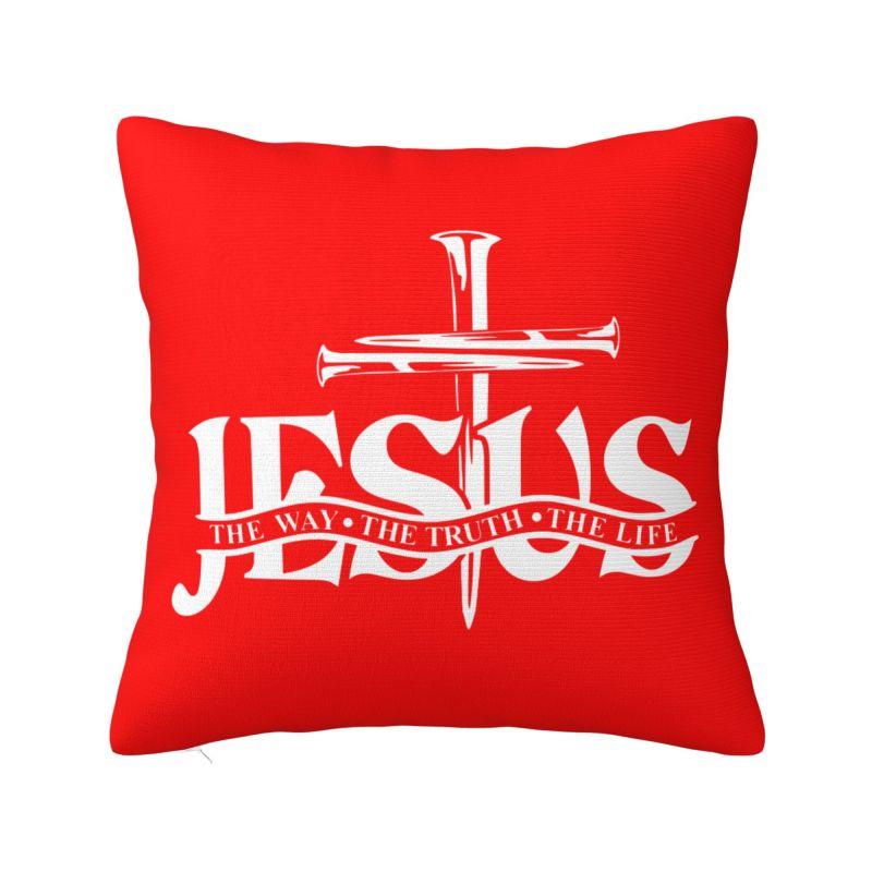 Jesus Quotes Throw Pillow Case cm for Living Room Religion Cross Christian Faith Cushion Cover Soft Polyester Pillowcase