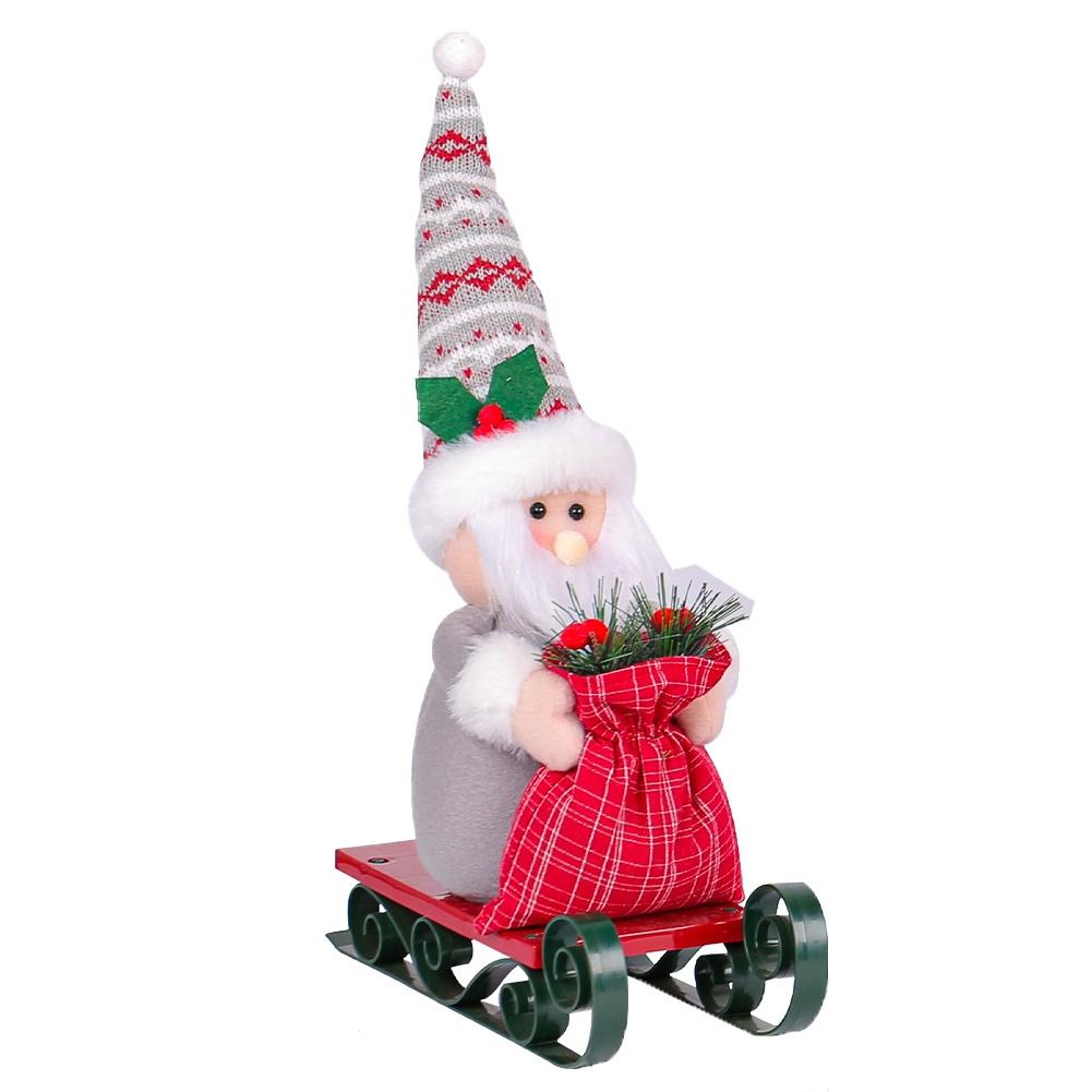Christmas Desktop Ornament Featuring Santa Claus Sleigh with Persent Bag Doll for Window Decoration Seasonal Holiday Decor