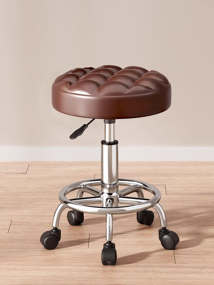 Modern Minimalist Beauty Stool, Adjustable Mobile Hairdressing Chair, Comfortable Cushioned Backrest Seat, Salon Barber Stool