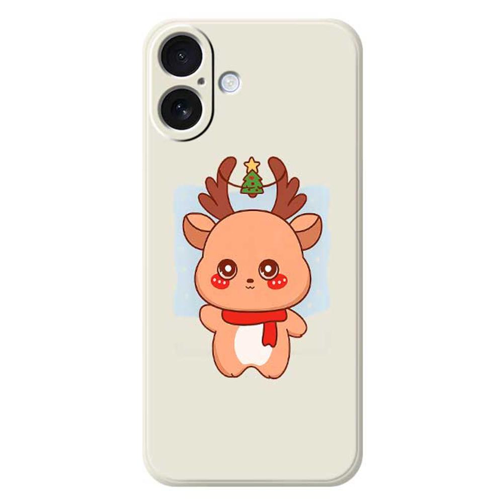 For iPhone 17 Case Cartoon Deer Pattern Printing Straight Edge TPU Phone Back Cover