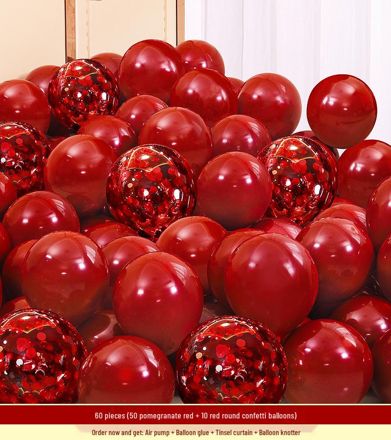 Red Wedding Balloons: Romantic Bedroom & Living Room Decor, Photo Props, Wedding Scene Setup